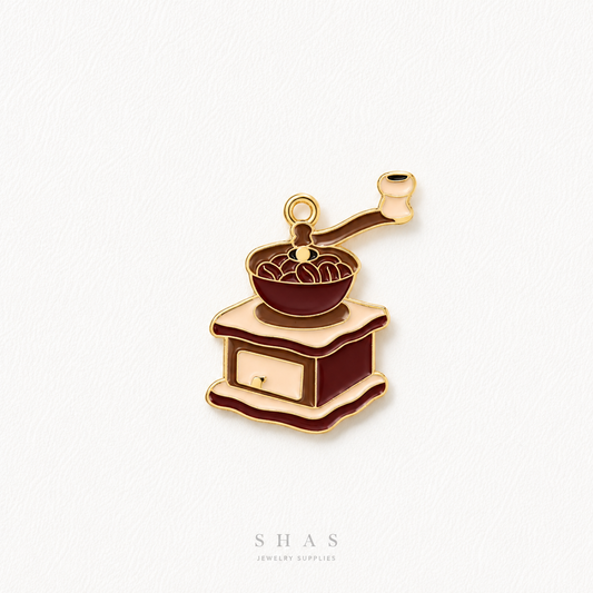 EC01R Coffee Bean Grinder Enamel Charm ( 1 pc ) High Quality Shine