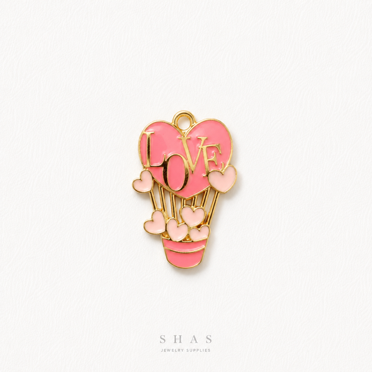 EC01H Love Hot Air Balloon Enamel Charm ( 1 pc ) High Quality Shine