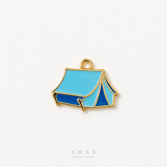 EC01L Blue Tent Enamel Charm ( 1 pc ) High Quality Shine