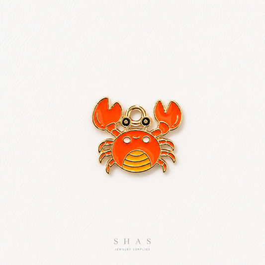 EC01E Sea Crab Enamel Charm ( 1 pc ) High Quality Shine