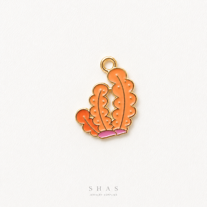 EC01Y Coral Sea Weed Enamel Charm ( 1 pc ) High Quality Shine