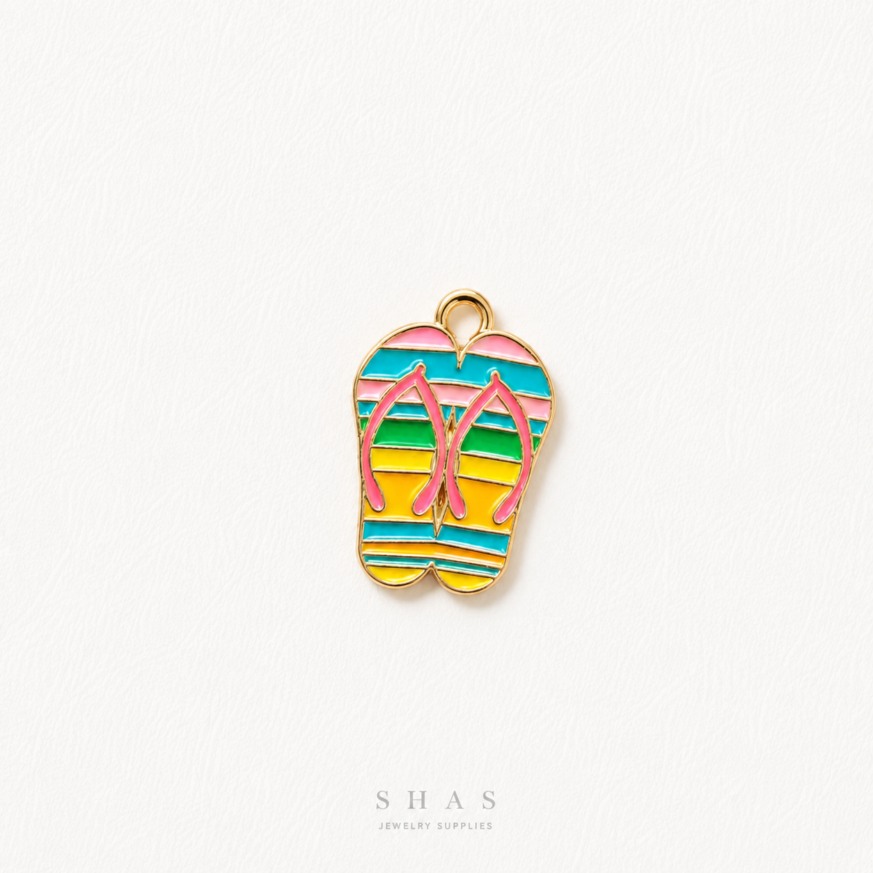 EC01K Beach Flip Flops Enamel Charm ( 1 pc ) High Quality Shine