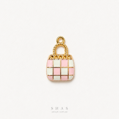 EC01V Beach Picnic Bag Enamel Charm ( 1 pc ) High Quality Shine