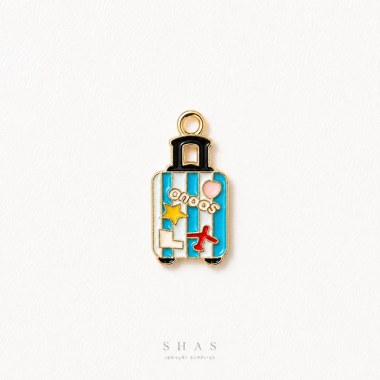 EC02B Travel Suitcase Enamel Charm ( 1 pc ) High Quality Shine