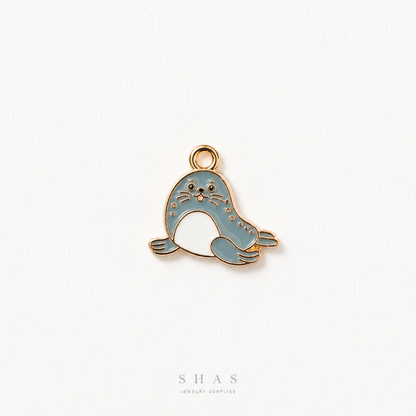 EC02E Sea Lion Enamel Charm ( 1 pc ) High Quality Shine