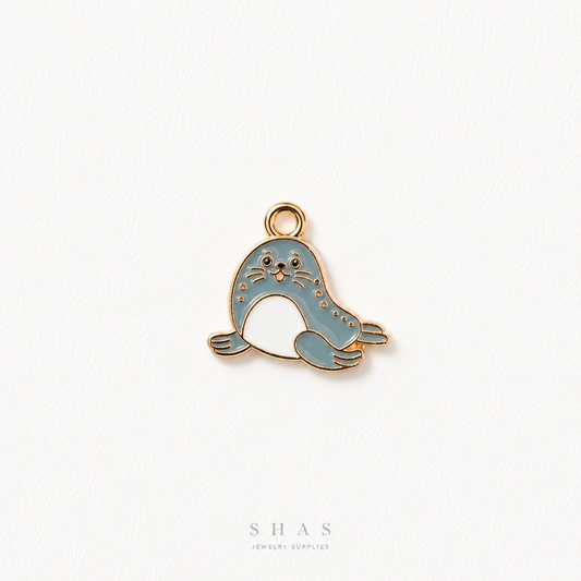 EC02E Sea Lion Enamel Charm ( 1 pc ) High Quality Shine