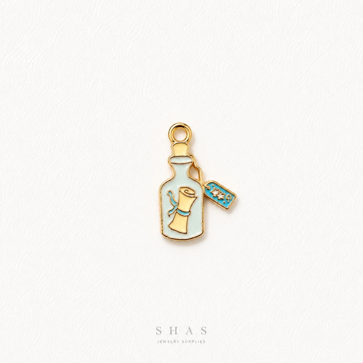 EC02G Sea Message Bottle Enamel Charm ( 1 pc ) High Quality Shine