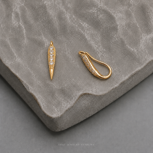 ZS02A Zircon Hook 14k gold Plated ( 2 pc )