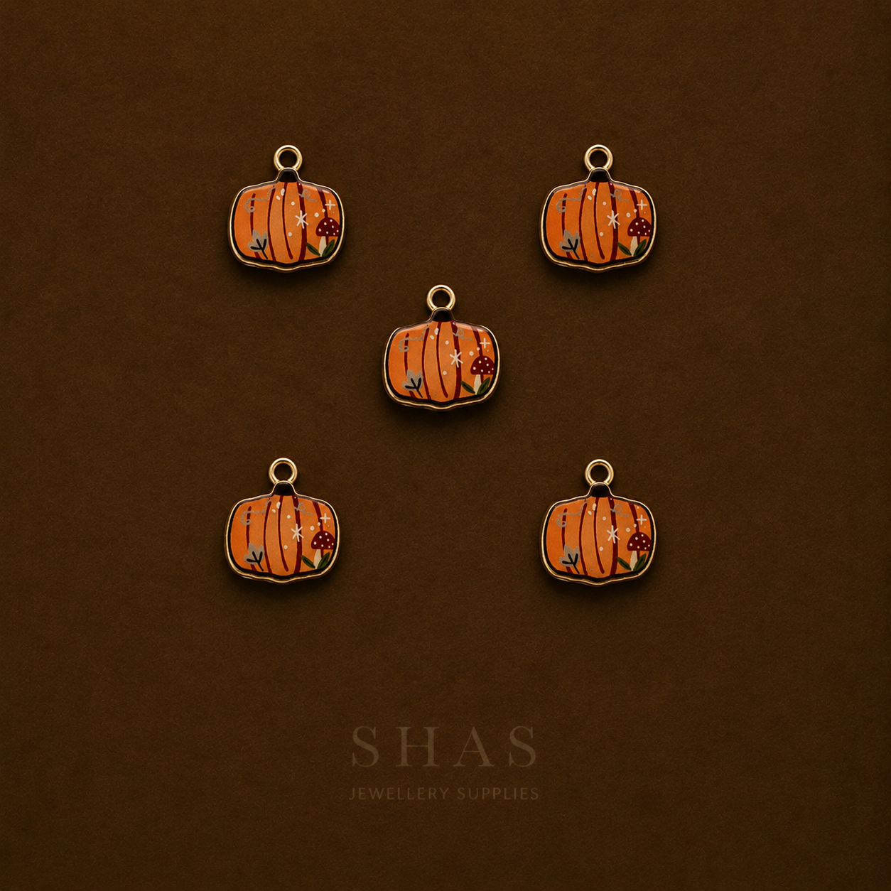 APC02G Pumpkin Alloy Printed Charm ( 1 PC )