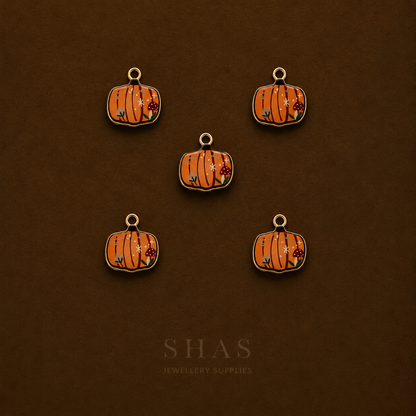 APC02G Pumpkin Alloy Printed Charm ( 1 PC )