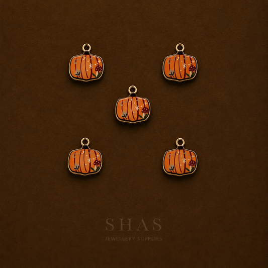 APC02G Pumpkin Alloy Printed Charm ( 1 PC )