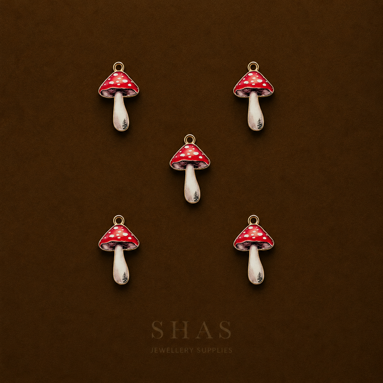 APC01V Red Mushroom Alloy Printed Charm ( 1 PC )