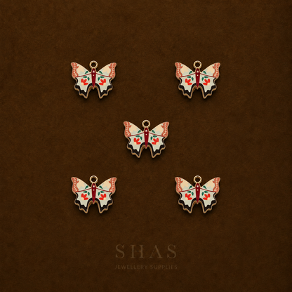 APC02B Floral Print Butterfly Alloy Printed Charm ( 1 PC )
