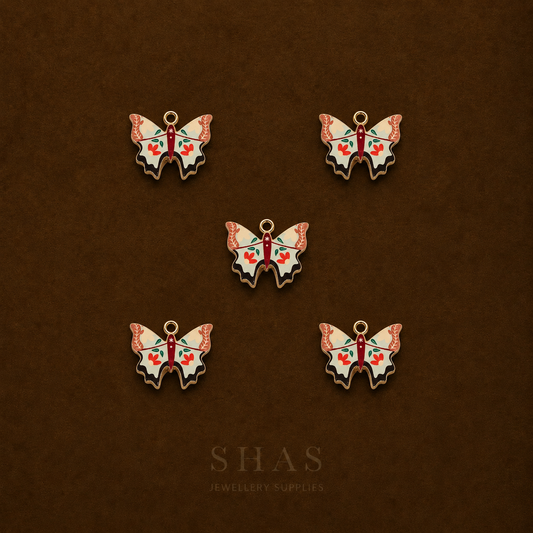 APC02B Floral Print Butterfly Alloy Printed Charm ( 1 PC )