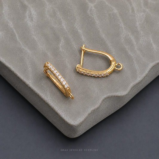 ZS01R Zircon Hoop 18k gold Plated ( 2 pc )