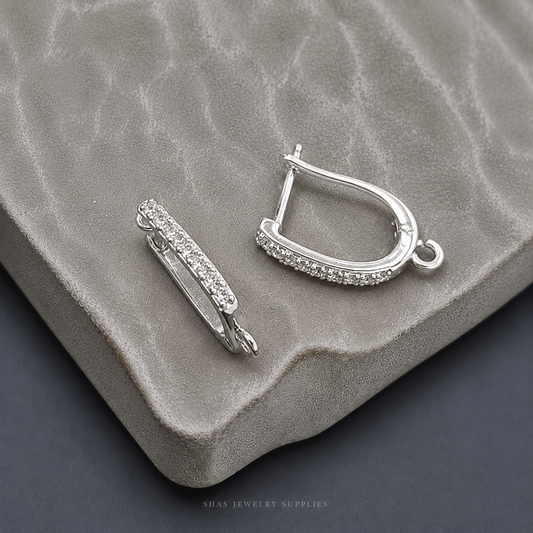 ZS01S Zircon Hoop Silver Plated ( 2 pc )