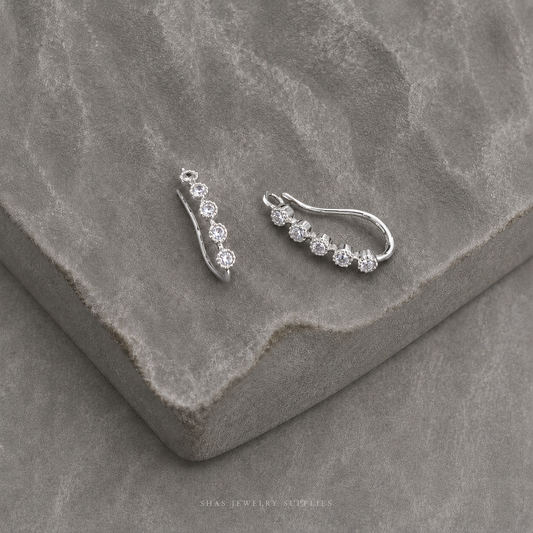 ZS01Y Zircon Hook Silver Plated ( 2 pc )