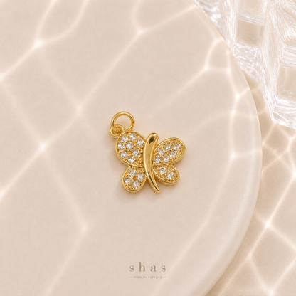 GPC18M Butterfly Zircon Charm ( 1 PC ) Premium Plated