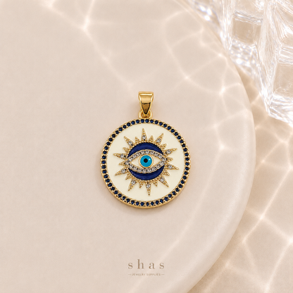 GPC18Q Evil Eye Sun Zircon Pendant Charm ( 1 PC ) Premium Plated