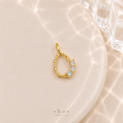 GPC18V Twisted Teardrop Zircon Pendant Charm ( 1 PC ) Premium Plated