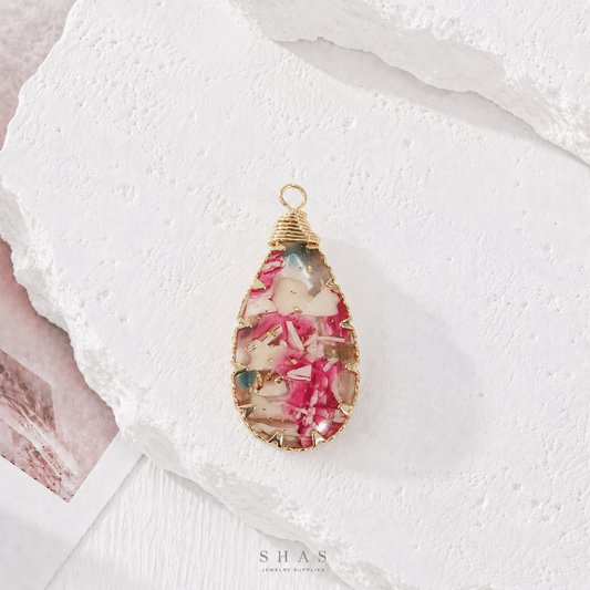 RFC02Y Drop Shaped Resin Pendant Charm ( 1 pc )