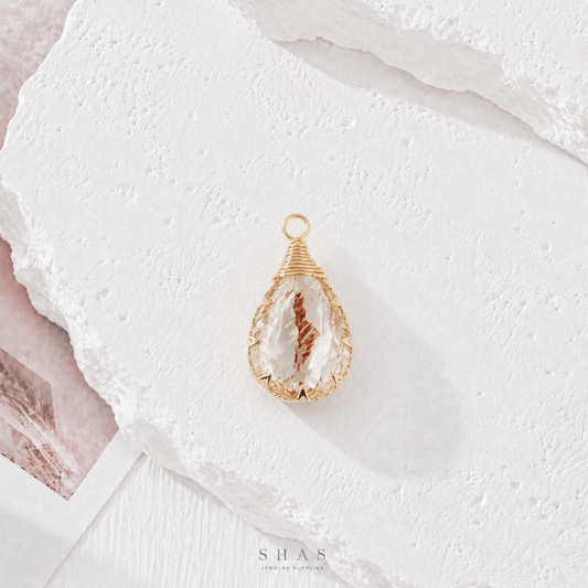 RFC02C Crystal Drop Resin Flower Pendant Charm ( 1 pc )