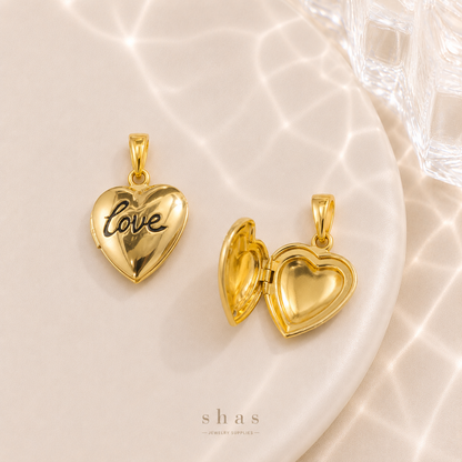 GPC18W Love Heart Locket Charm ( 1 PC ) Premium Plated