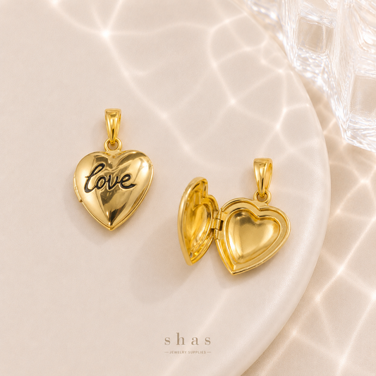 GPC18W Love Heart Locket Charm ( 1 PC ) Premium Plated