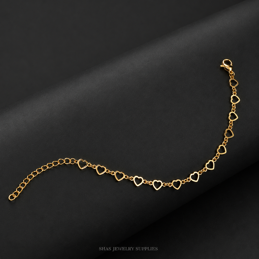 RBS01B Heart Link Chain Bracelet ( 1 pc ) 18k Gold PVD Plated