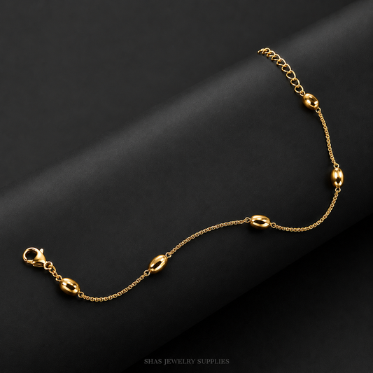 RBS01D Oval Bead Chain Bracelet ( 1 pc ) 18k Gold PVD Plated