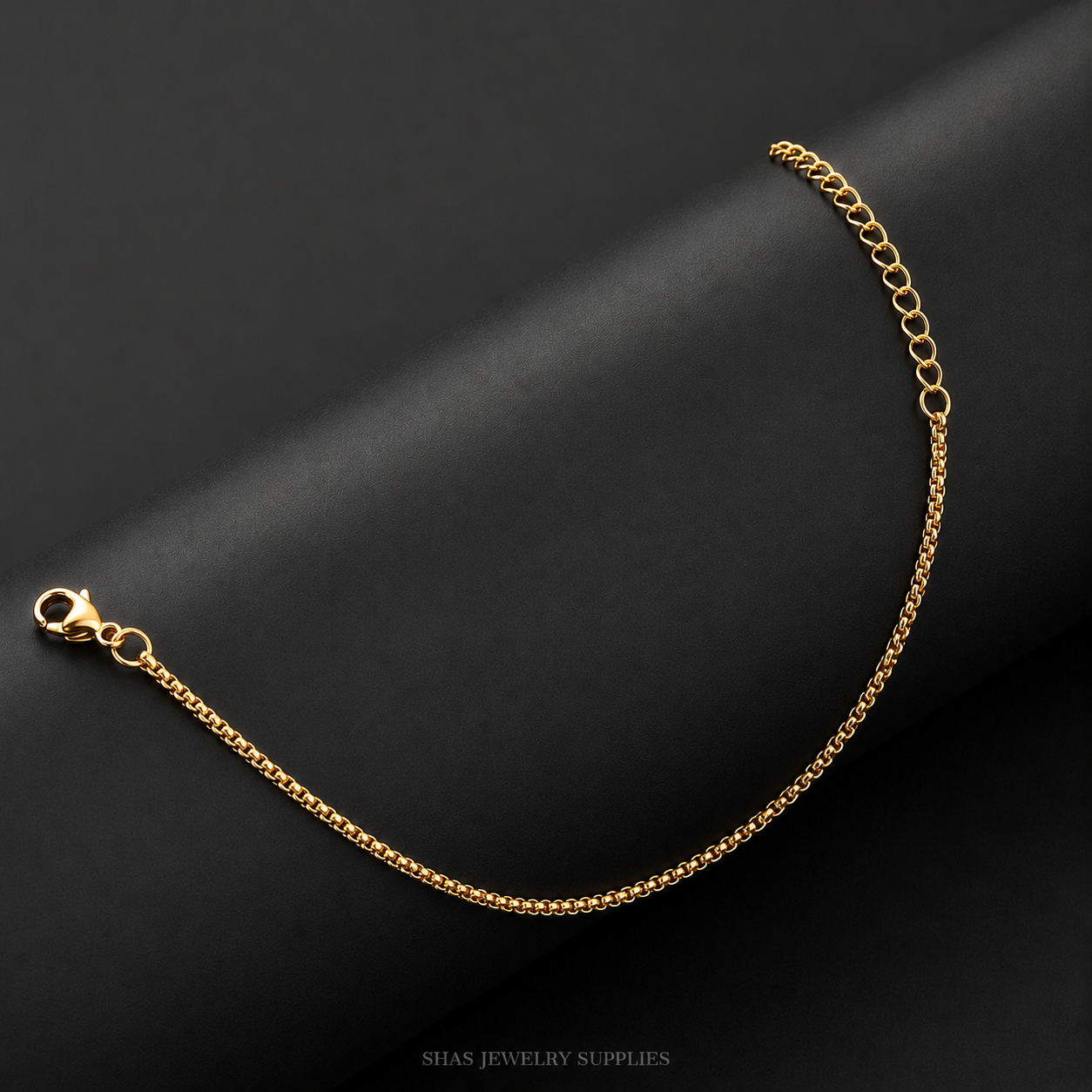 RBS01C Fine Box Link Chain Bracelet ( 1 pc ) 18k Gold PVD Plated