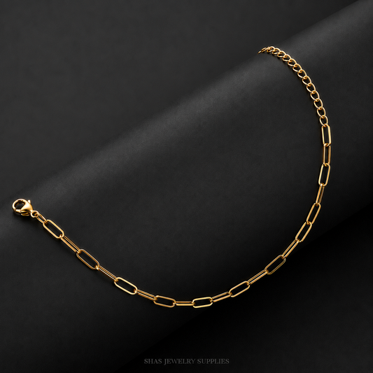 RBS01A Paper Clip Link Chain Bracelet ( 1 pc ) 18k Gold PVD Plated