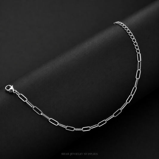 RBS01L Paper Clip Link Chain Bracelet ( 1 pc ) Silver PVD Plated