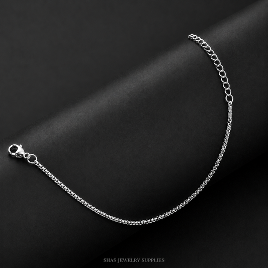 RBS01M Fine Box Link Chain Bracelet ( 1 pc ) Silver PVD Plated