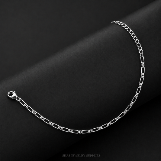 RBS01T Rectangular Box Link Chain Bracelet ( 1 pc ) Silver PVD Plated