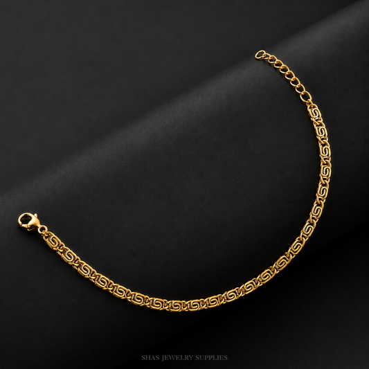 RBS01W Greek Chain Bracelet ( 1 pc ) 18k Gold PVD Plated