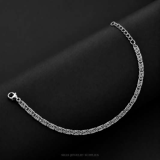 RBS01X Greek Chain Bracelet ( 1 pc ) Silver PVD Plated