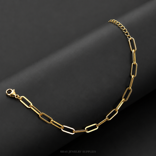 RBS01F Chunky Paper Clip Chain Bracelet ( 1 pc ) 18k Gold PVD Plated