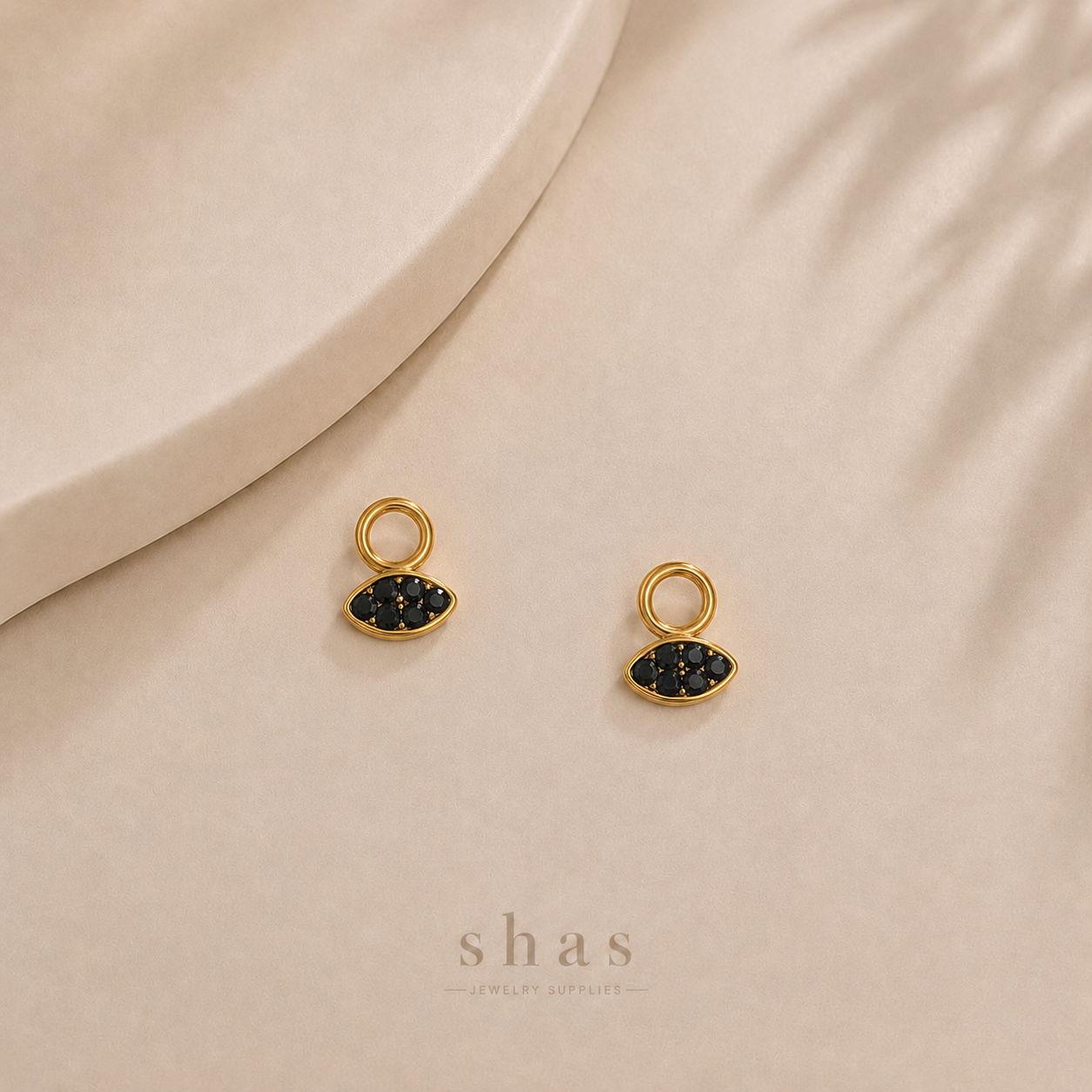 SC19V Tiny Eye Black Zircon Charm ( 1 pc ) 18k Gold PVD