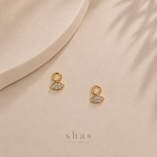 SC19T Tiny Eye White Zircon Charm ( 1 pc ) 18k Gold PVD