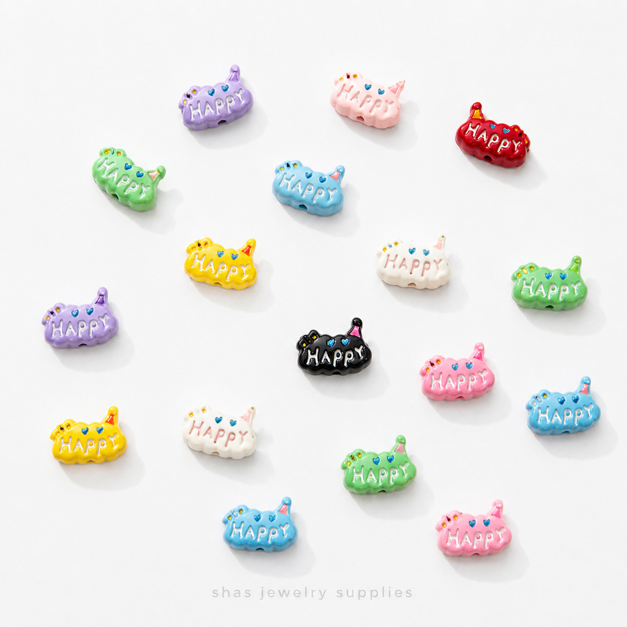 APB09 Happy Cloud Alloy Printed Bead ( 1 pc )