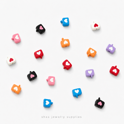 APB09A Heart Text Bubble Alloy Printed Bead ( 1 pc )