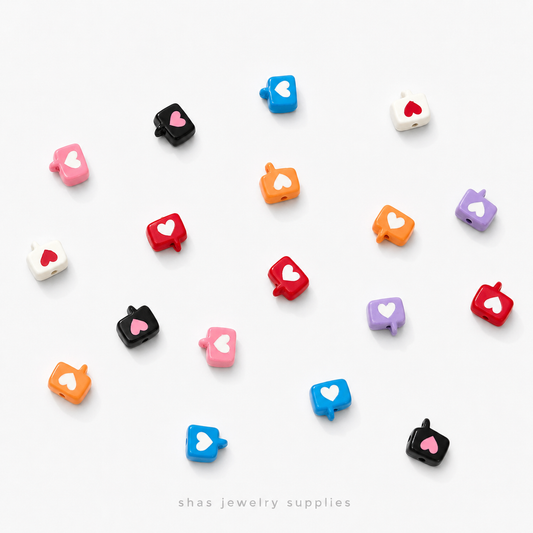 APB09A Heart Text Bubble Alloy Printed Bead ( 1 pc )