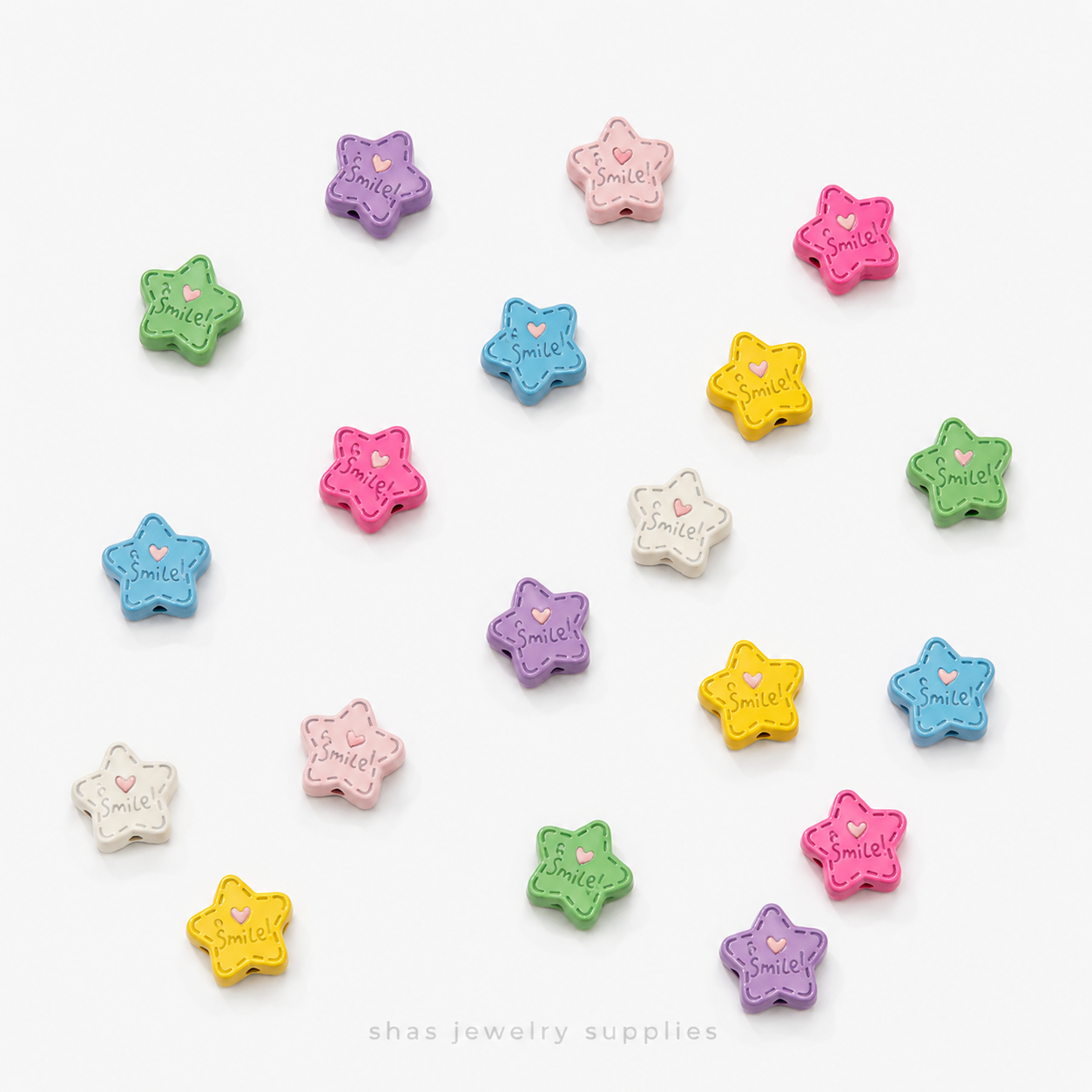 APB07 Smile Star Alloy Printed Bead ( 1 pc )