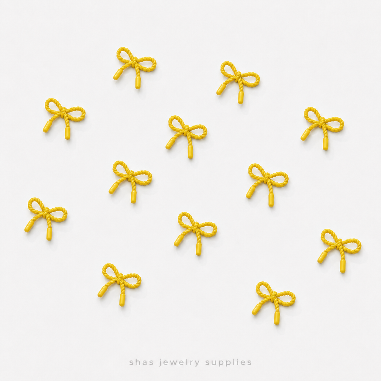 APB08 Yellow Rope Bow Alloy Printed Bead ( 1 pc )