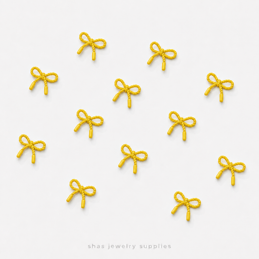 APB08 Yellow Rope Bow Alloy Printed Bead ( 1 pc )