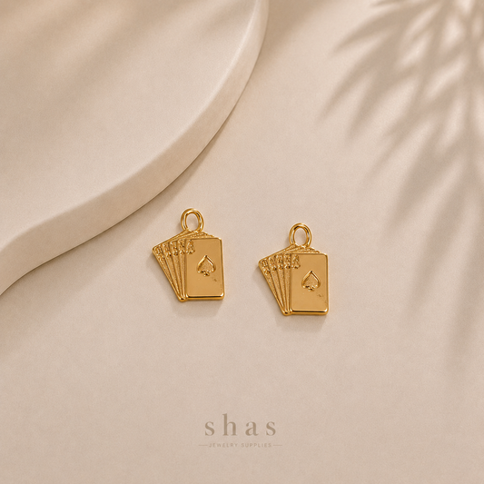 SC18Y Spades Cards Charm  ( 1 pc ) 18k Gold PVD