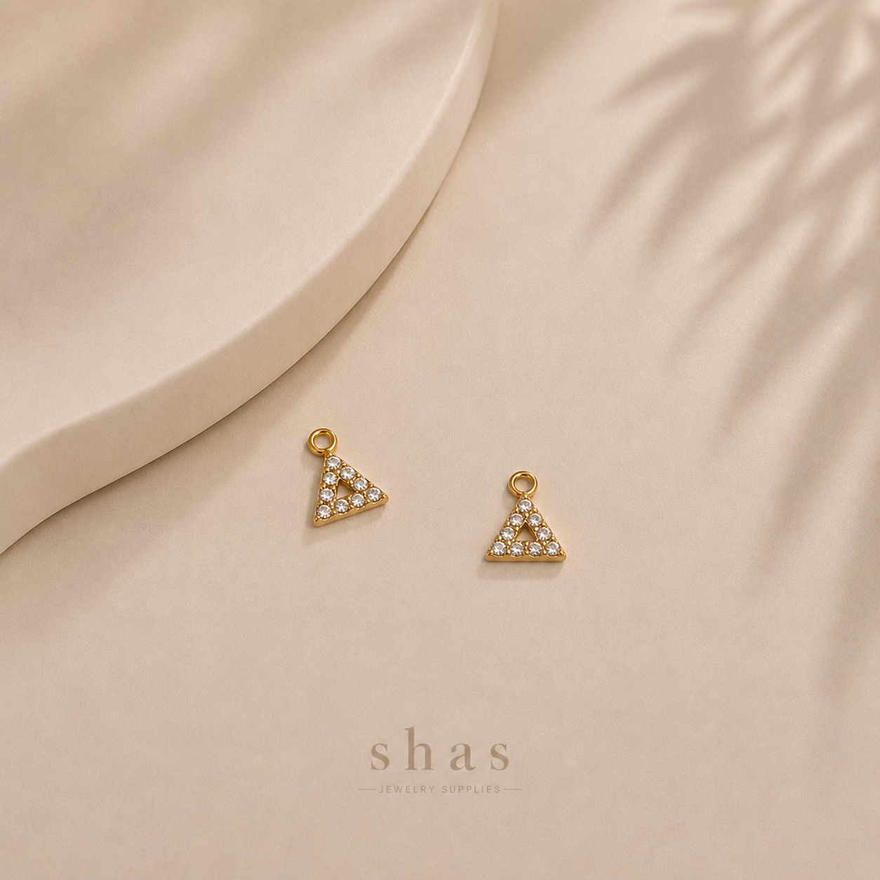 SC19B Triangle Zircon Charm  ( 1 pc ) 18k Gold PVD