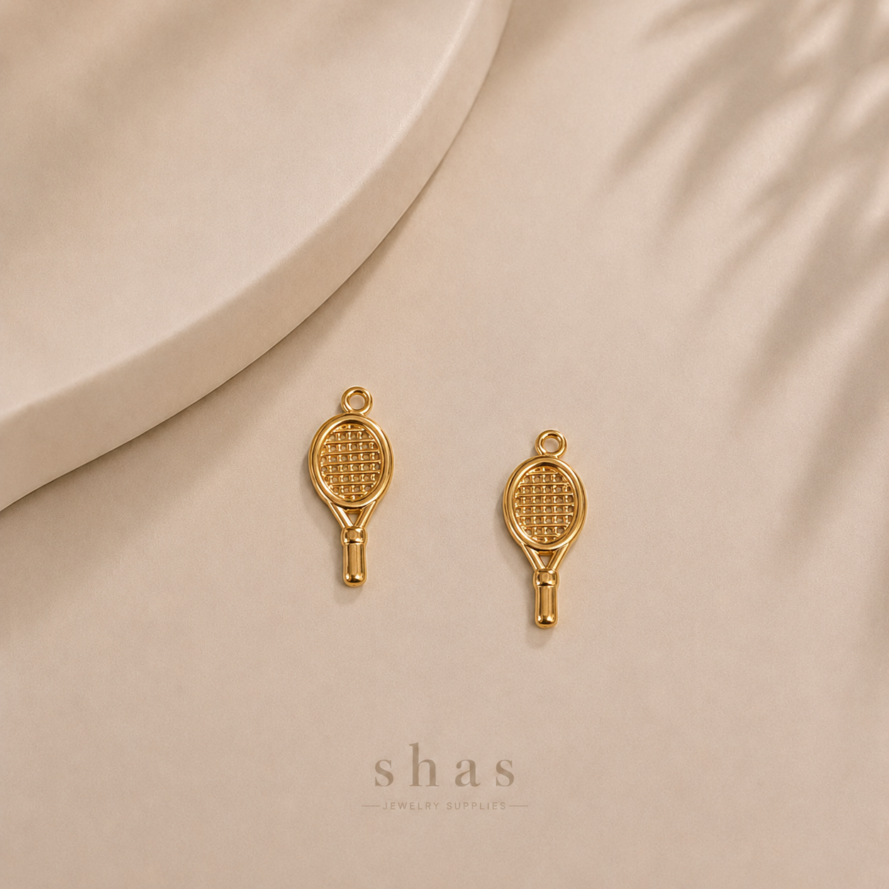 SC19A Tennis Racket Charm  ( 1 pc ) 18k Gold PVD