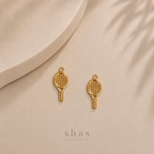 SC19A Tennis Racket Charm  ( 1 pc ) 18k Gold PVD